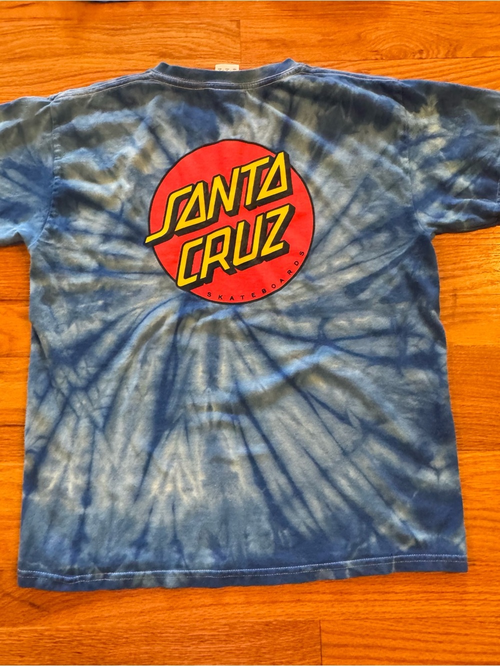 Santa Cruz Skateboards Blue Tie-Dye Tee with Red & Yellow Logo